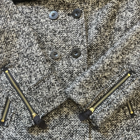 Juicy Couture Tweed Pea Coat w/ Faux Fur Collar S | Holiday Party Chic - Picture 12 of 15